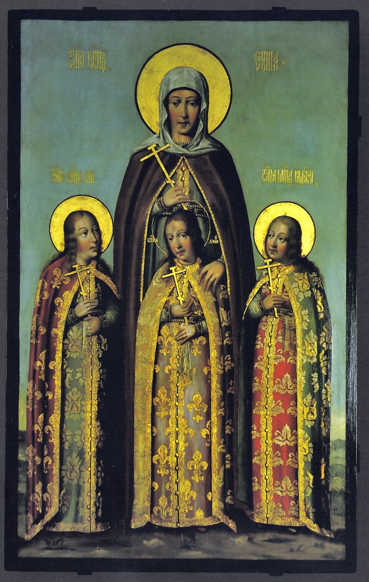 Icon of Sophia and her Daughters Faith, Hope and Love